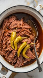 Crockpot Mississippi Pot Roast with Au Jus & Pepperoncini