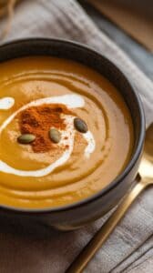Cinnamon Pumpkin Soup with Coconut Milk