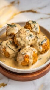 Pumpkin Chicken Meatballs in Sage Cream Sauce