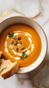 Roasted Pumpkin Carrot Ginger Soup