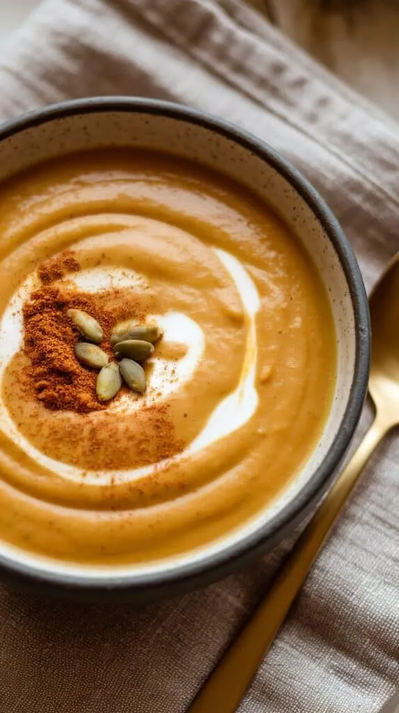 Cinnamon Pumpkin Soup with Coconut Milk