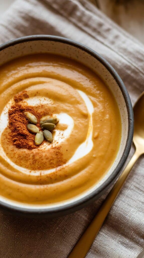 Cinnamon Pumpkin Soup with Coconut Milk