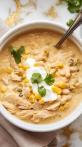 Crockpot Sweet Corn & Pepper Jack White Chicken Chili