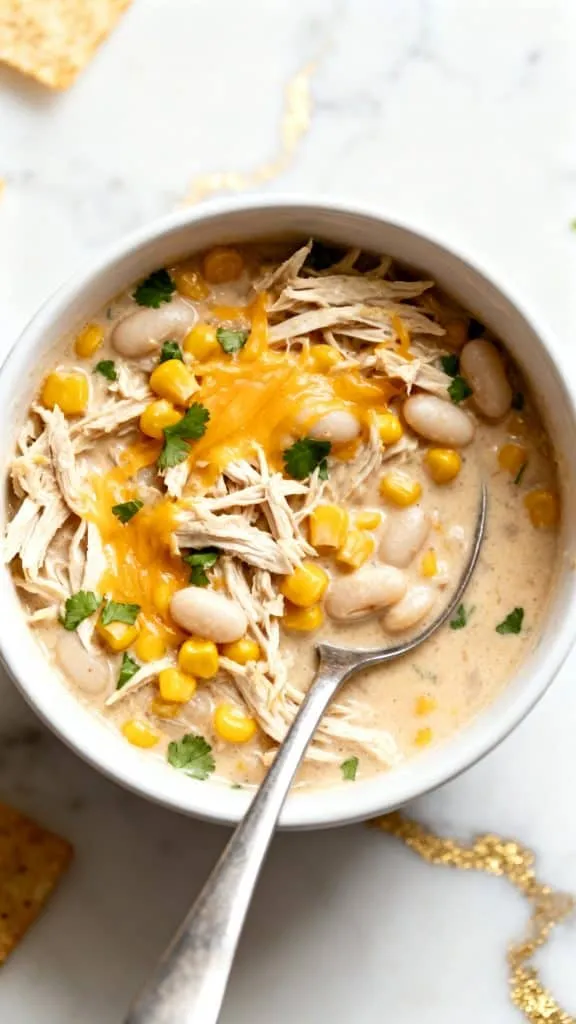 Crockpot Sweet Corn & Pepper Jack White Chicken Chili
