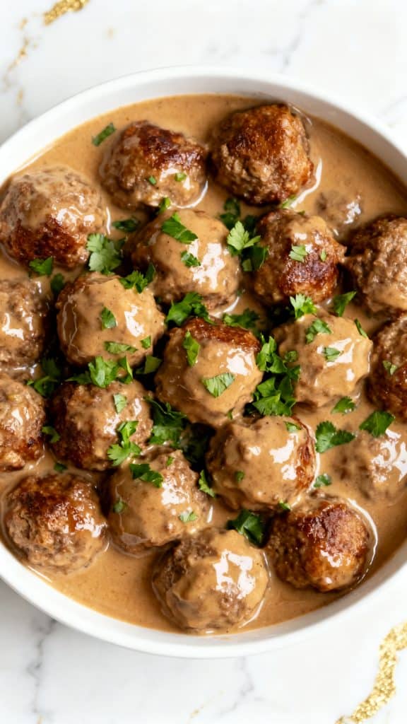 Crockpot Swedish Meatballs in Rich Gravy