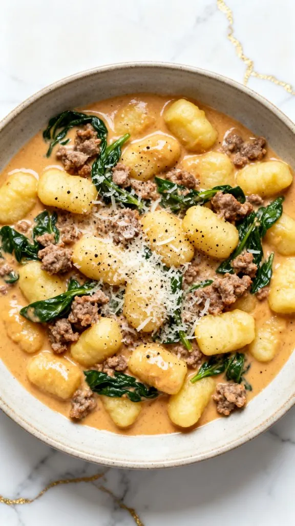 Pumpkin Gnocchi with Spinach & Sausage