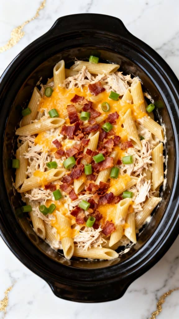 Crockpot Crack Chicken Penne Pasta