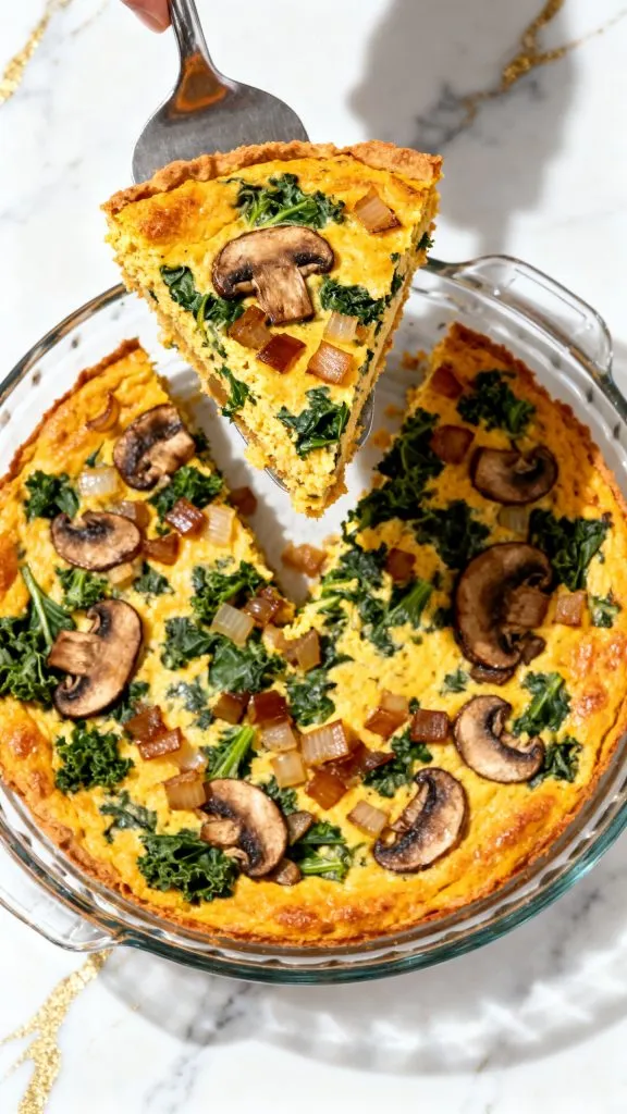 Crustless Pumpkin Quiche with Kale & Mushroom