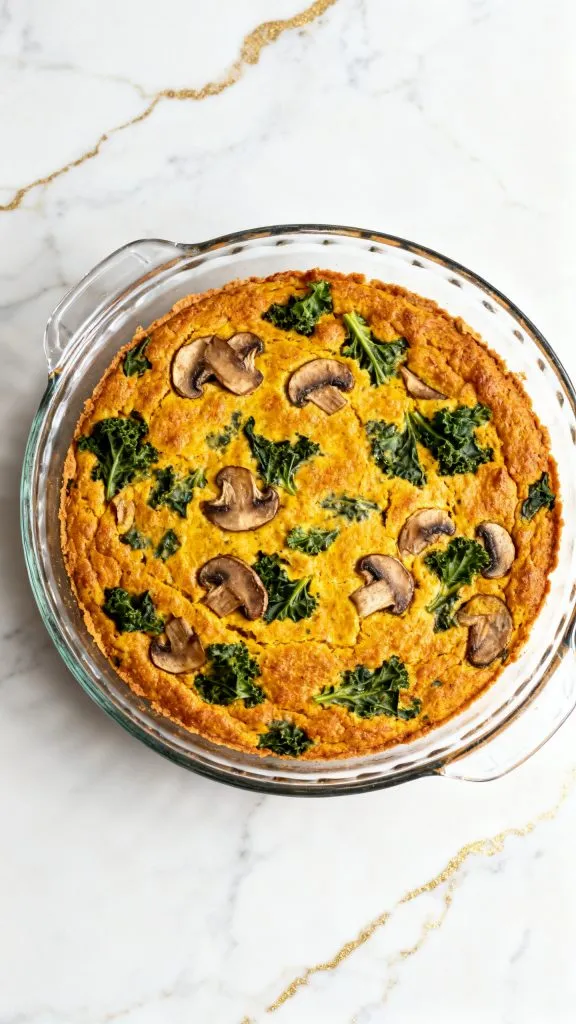 Crustless Pumpkin Quiche with Kale & Mushroom