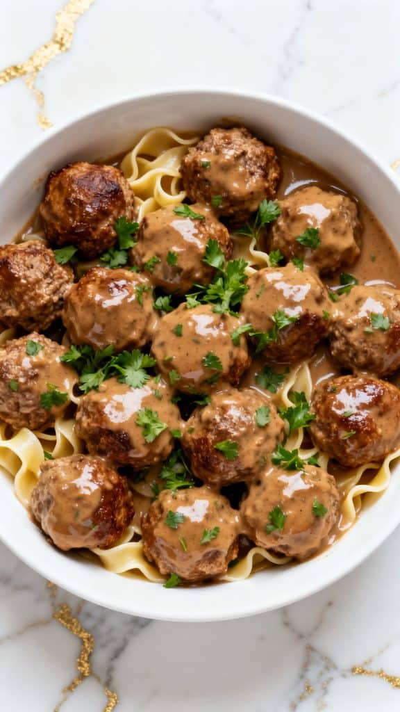 Crockpot Swedish Meatballs in Rich Gravy