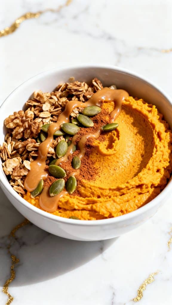 Pumpkin Whipped Cottage Cheese Breakfast Bowl