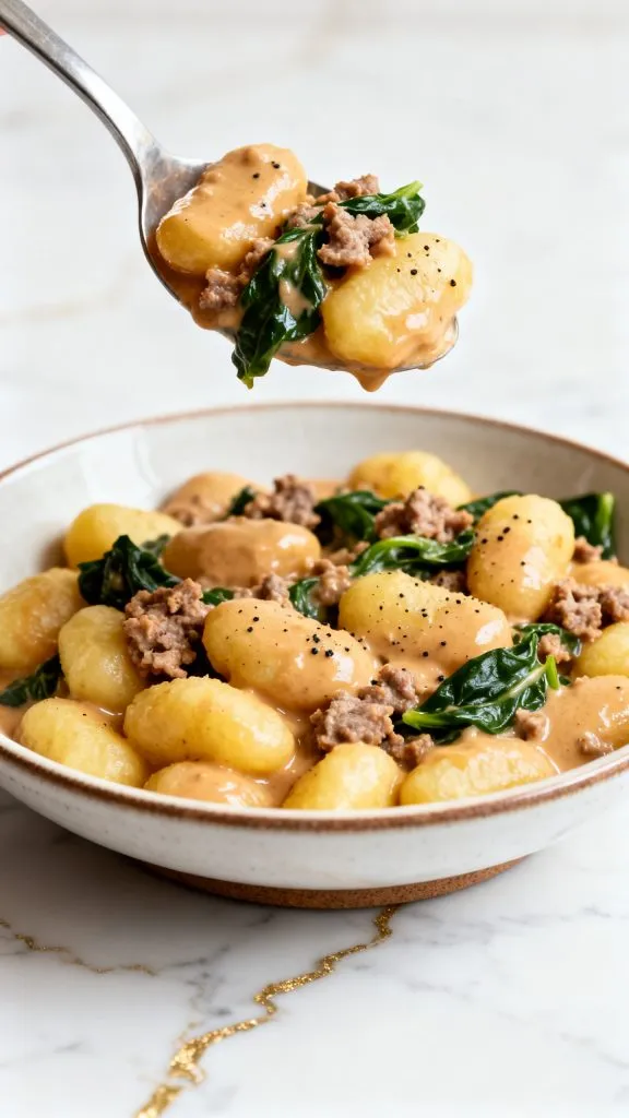 Pumpkin Gnocchi with Spinach & Sausage