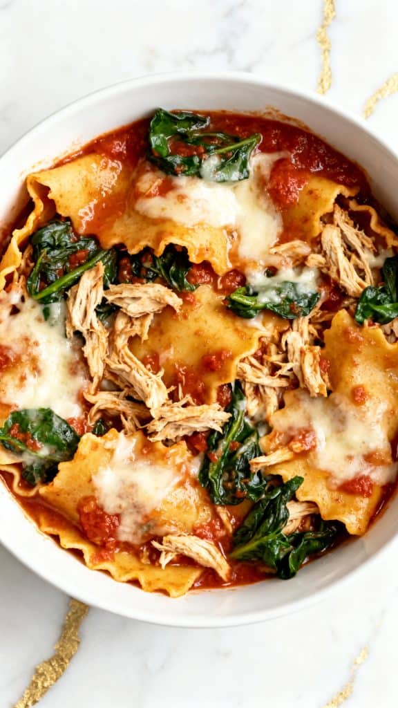 Crockpot Chicken Spinach Lasagna with Ricotta