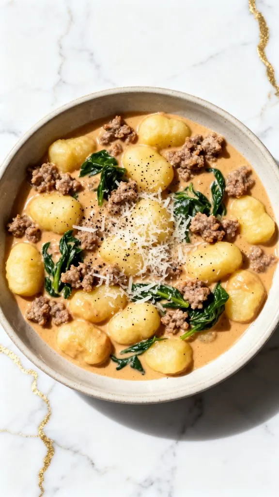 Pumpkin Gnocchi with Spinach & Sausage