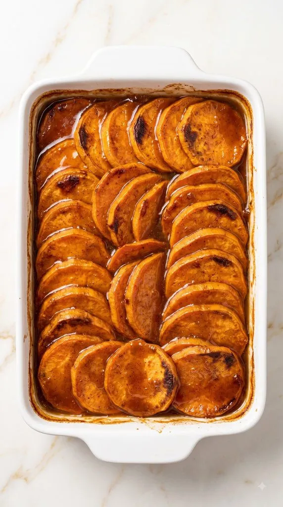 Brown Sugar Glazed Scalloped Sweet Potatoes