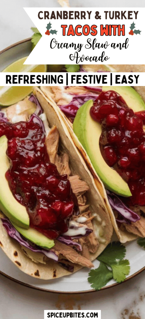 Cranberry & Turkey Tacos with Creamy Slaw and Avocado