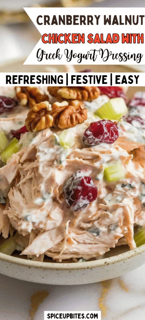 Cranberry Walnut Chicken Salad with Greek Yogurt Dressing