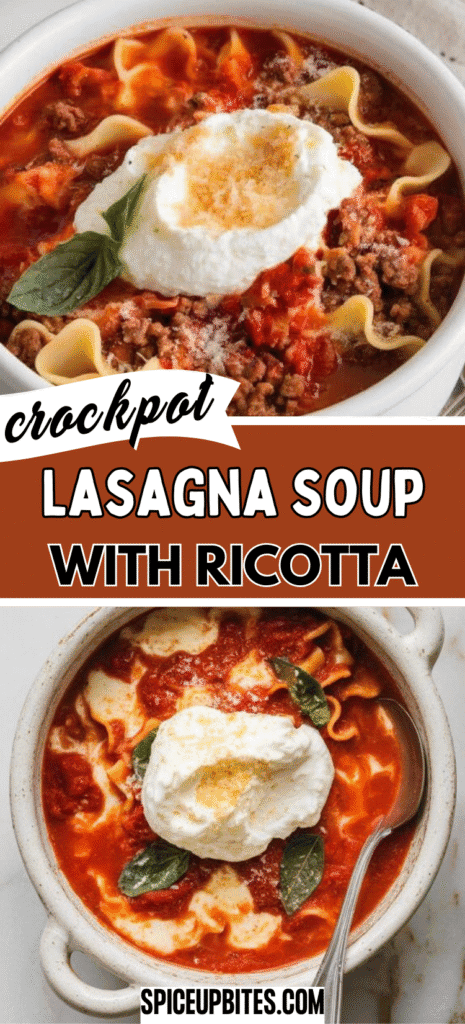 Crockpot Lasagna Soup with Ricotta