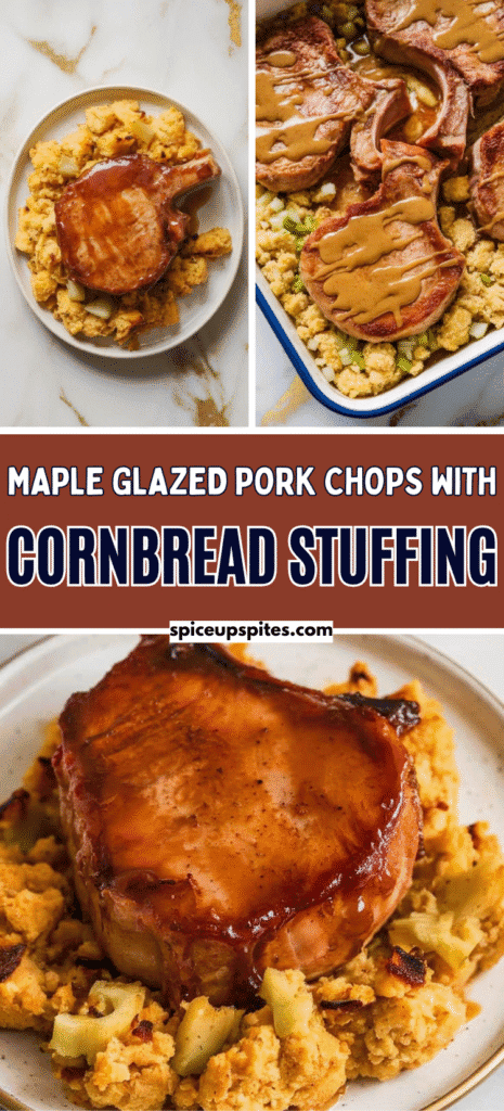 Maple Glazed Pork Chops with Cornbread Stuffing
