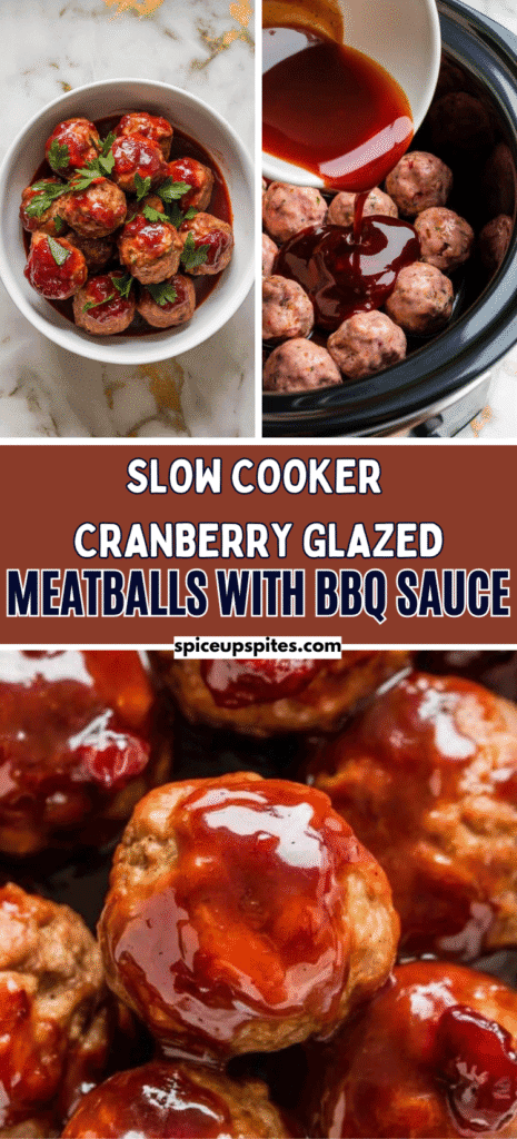 Slow Cooker Cranberry Glazed Meatballs with BBQ Sauce