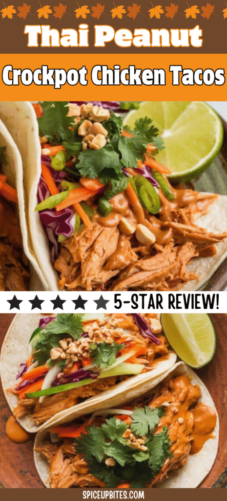 Thai Peanut Crockpot Chicken Tacos