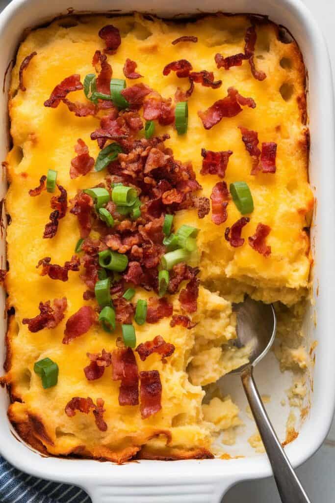 Cheddar Bacon Mashed Potato Casserole