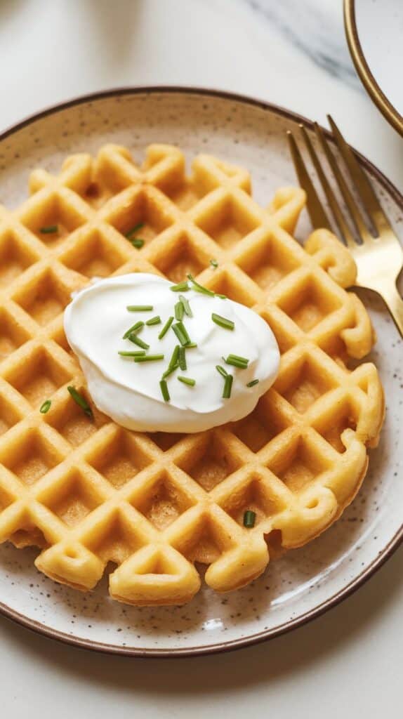Mashed Potato Waffles with Sour Cream