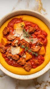 Pumpkin Polenta with Roasted Sausage Ragu