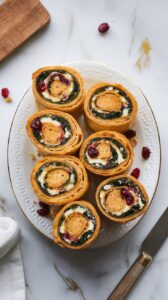 Spinach Cranberry Feta Pinwheels in Puff Pastry
