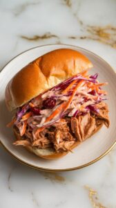 BBQ Pulled Chicken Sandwiches with Cranberry Slaw