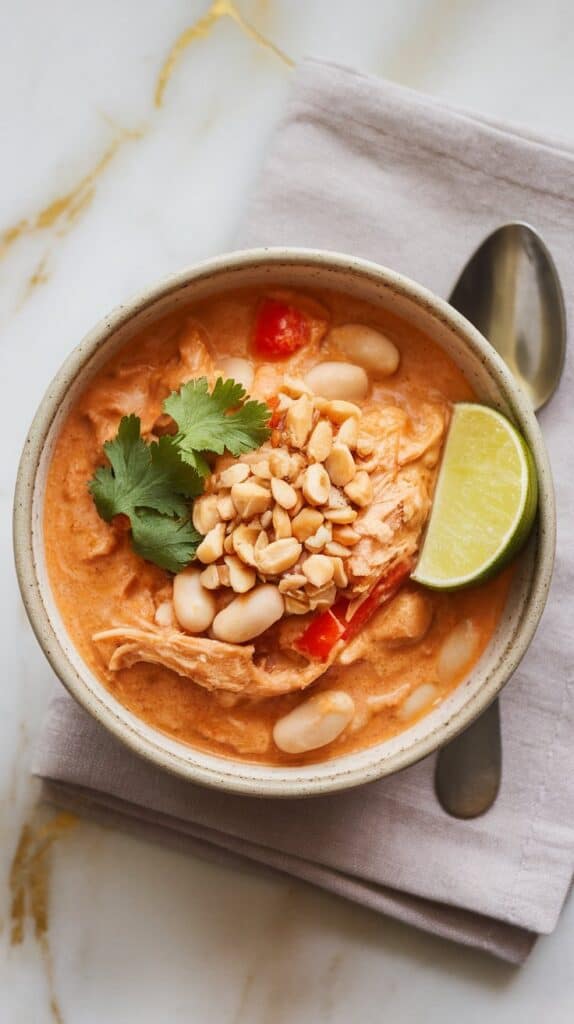 Crockpot Thai Peanut Chicken Chili