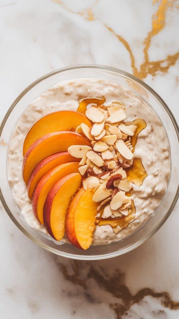 Peach & Almond Cottage Cheese Overnight Oats