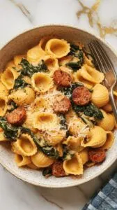 Butternut Squash Pasta with Sausage and Spinach