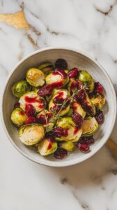 Roasted Brussels Sprouts with Cranberry Balsamic Reduction