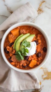 Ground Turkey Chili with Sweet Potato & Black Beans