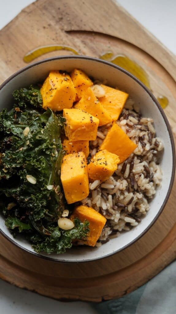 Roasted Pumpkin and Kale Grain Bowl