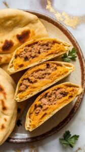 Pumpkin & Ground Turkey Feta Stuffed Flatbreads