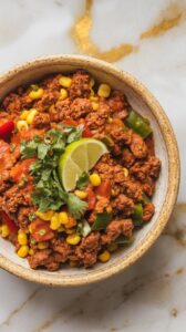 Crockpot Ground Beef Taco Meat with Corn & Peppers