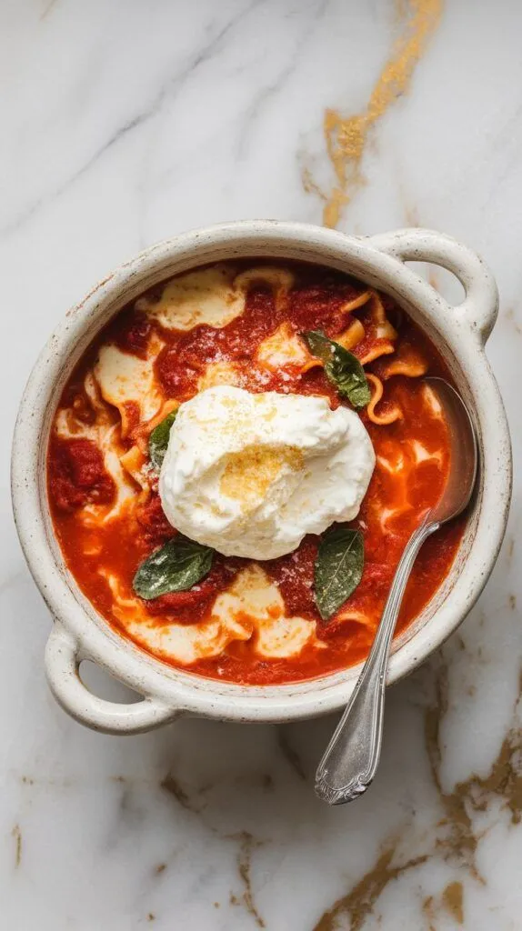 Crockpot Lasagna Soup with Ricotta