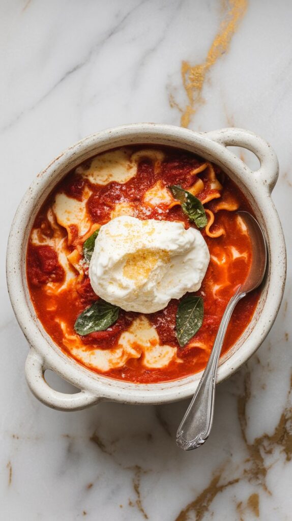 Crockpot Lasagna Soup with Ricotta