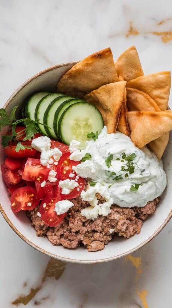 Greek Ground Turkey Gyro Bowls