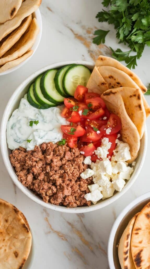 Greek Ground Turkey Gyro Bowls