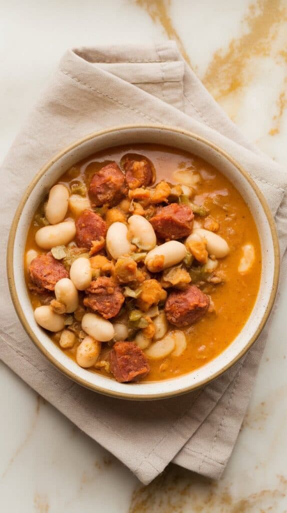 Crockpot Pumpkin White Bean Sausage Chili