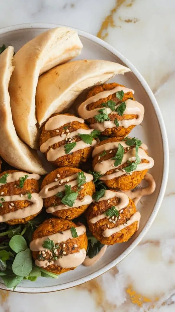 Pumpkin Falafel with Maple Tahini Drizzle