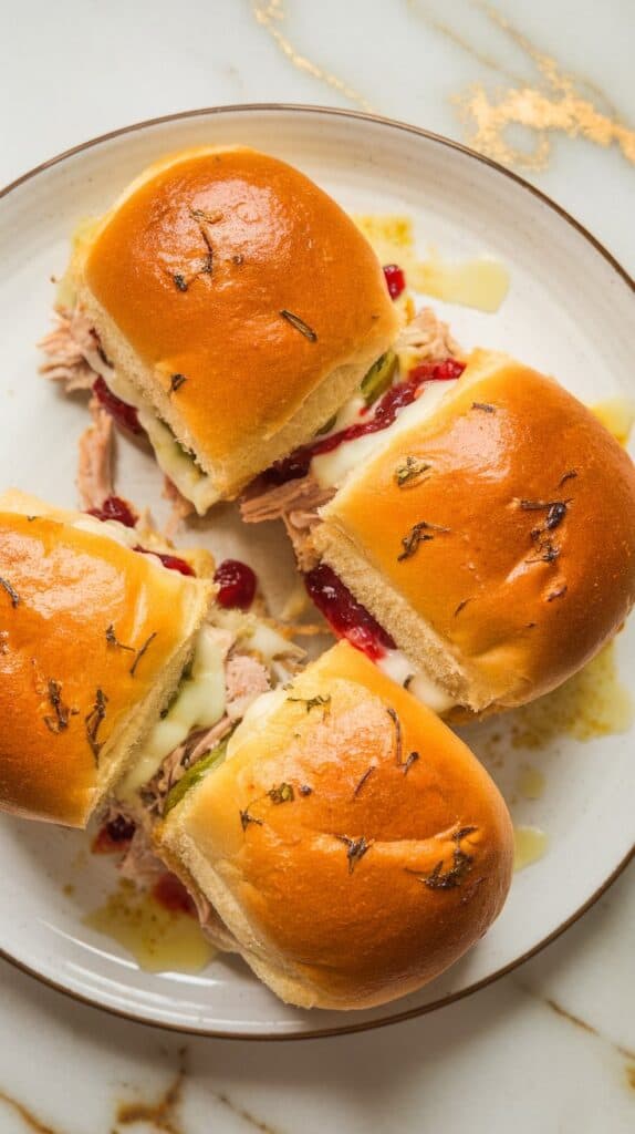 Turkey Cranberry Sliders with Garlic Herb Butter Rolls