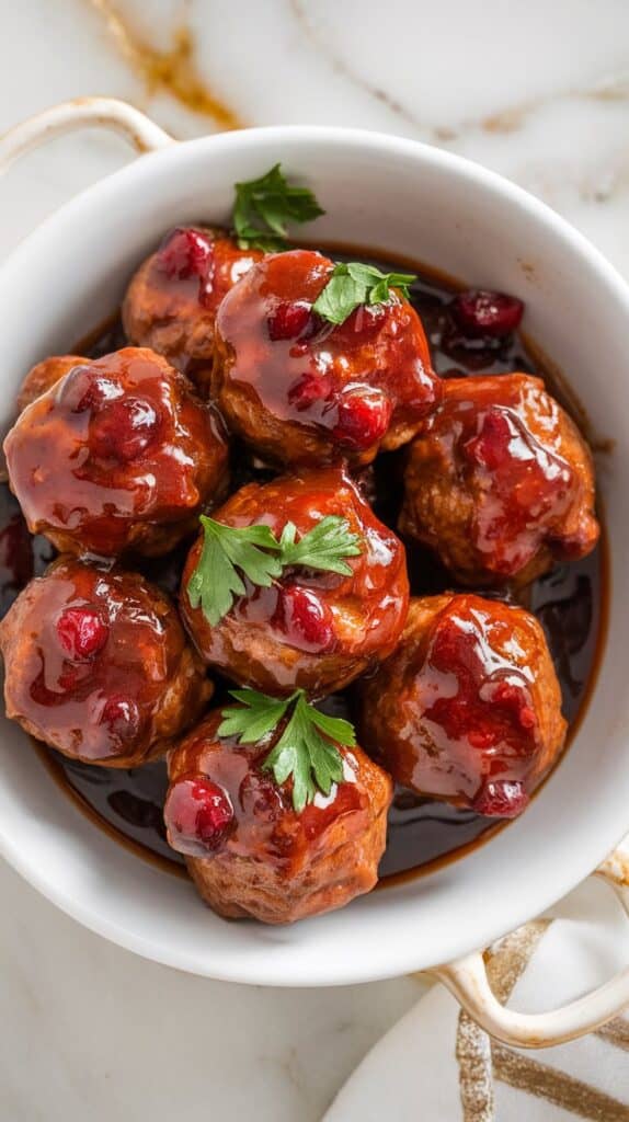 Slow-Cooked Cranberry BBQ Meatballs