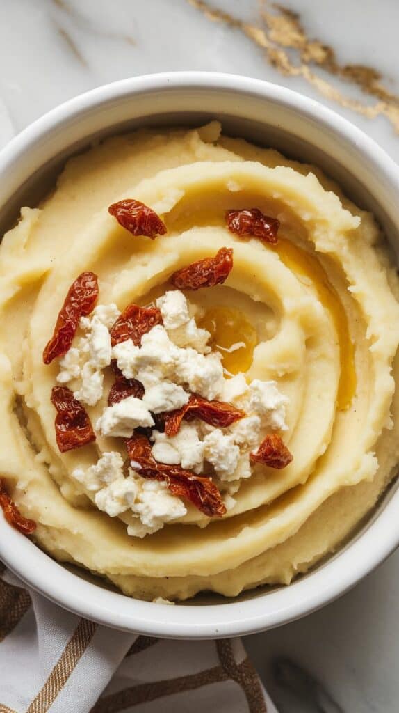 Mashed Potatoes with Goat Cheese and Sun-Dried Tomatoes