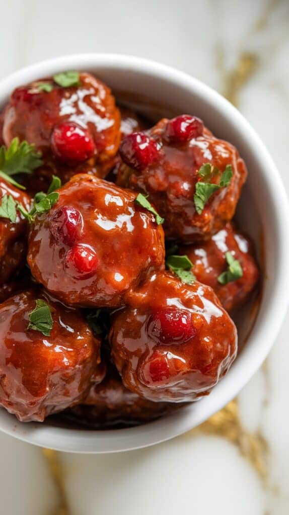 Slow-Cooked Cranberry BBQ Meatballs