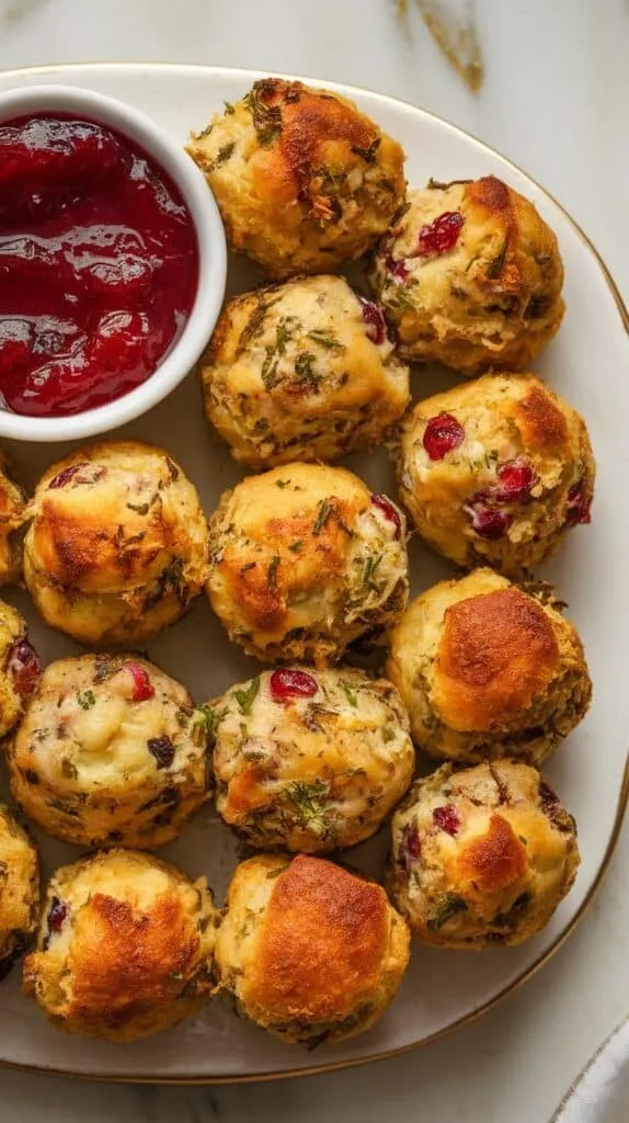 Sausage Turkey Cranberry Stuffing Balls