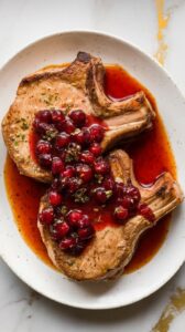 Skillet Pork Chops with Cranberry Dijon Glaze